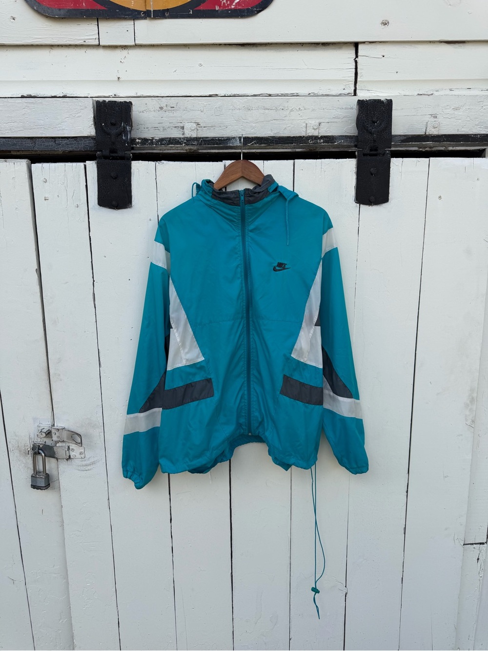 Nike Teal, White & Dark Gray Kids Windbreaker Rain Jacket